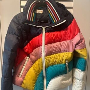 Marine Layer Winter Archive Limited Edition Apres Puffer Navy Rainbow Wave
